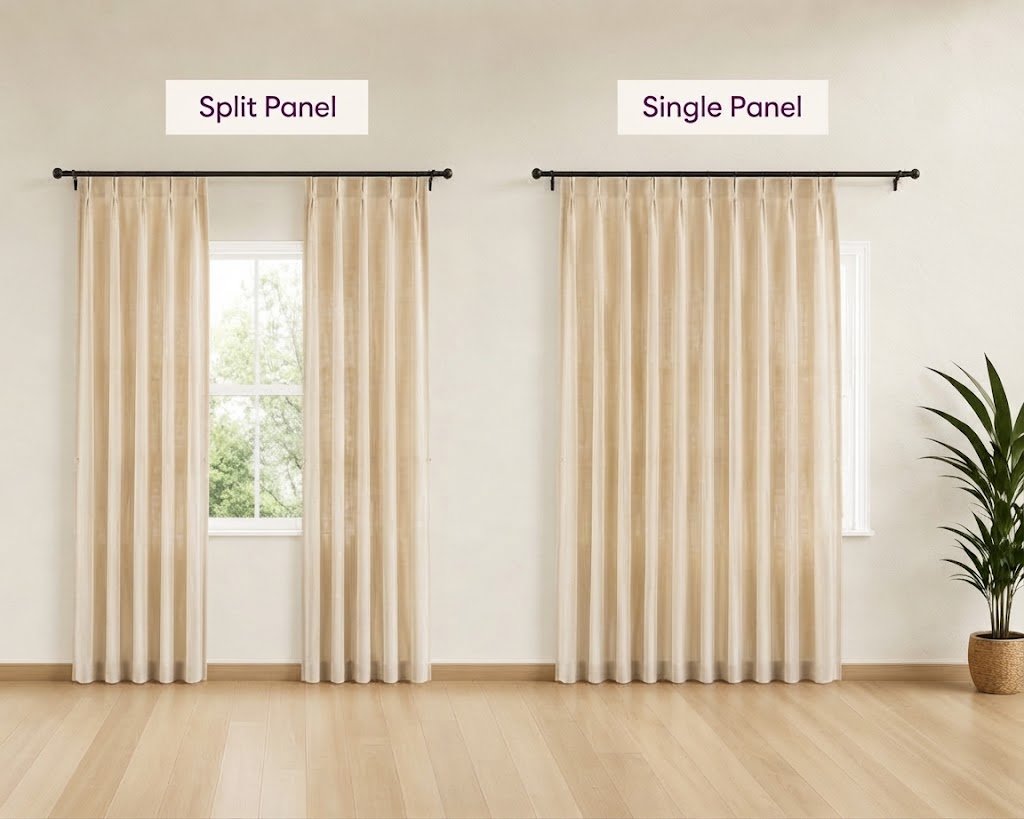 Curtain panel splitting example